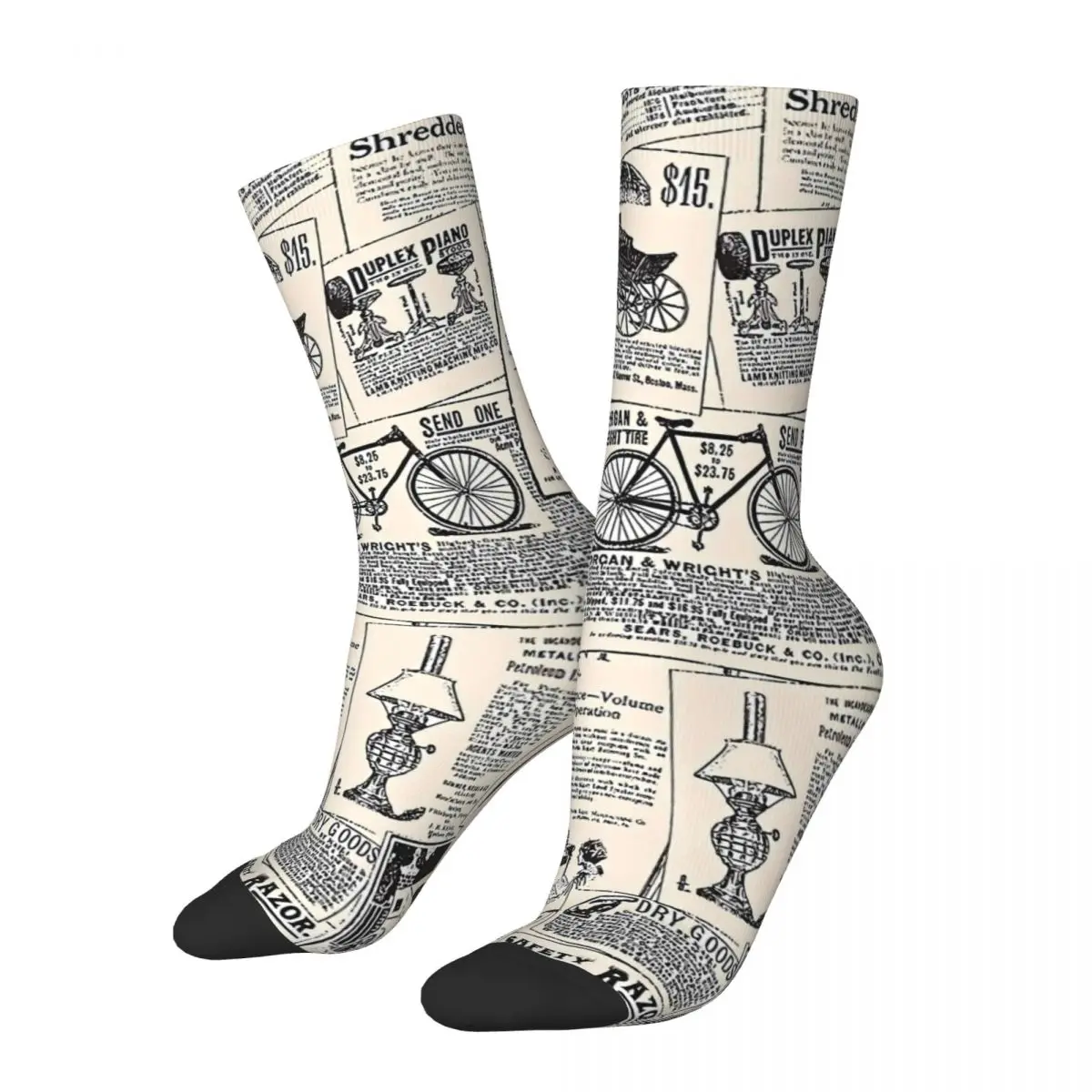 Vintage Zeitung Socken Brief Drucken Gothic Strümpfe Herbst Nicht Slip Frauen Männer Socken Hohe Qualität Gedruckt Laufsport Socken