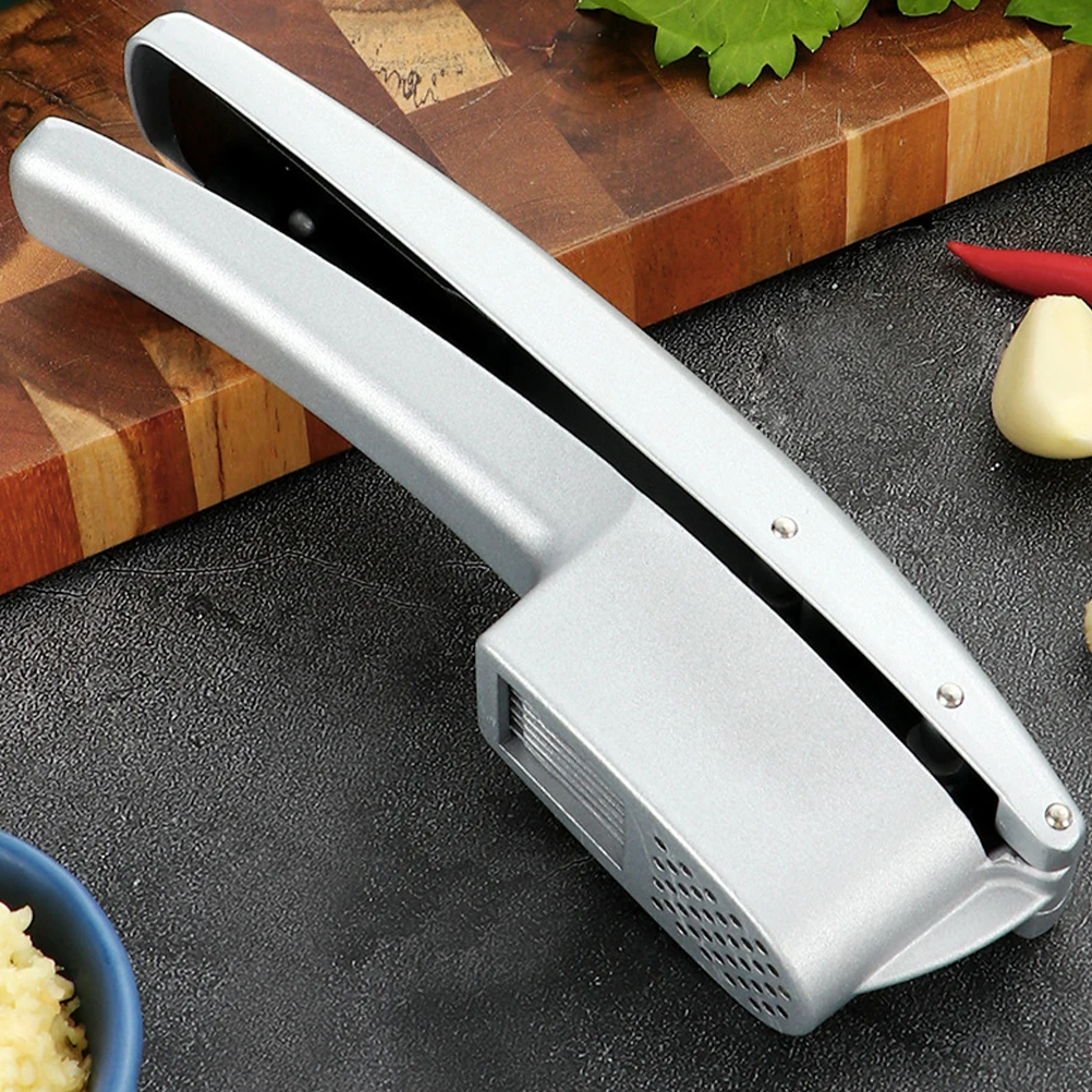 

Garlic Slicer Masher Manual Aluminum Kitchen Tool Fruit Press Chopper Silver Garlic Puree Maker Easy Clean Ergonomic Handle