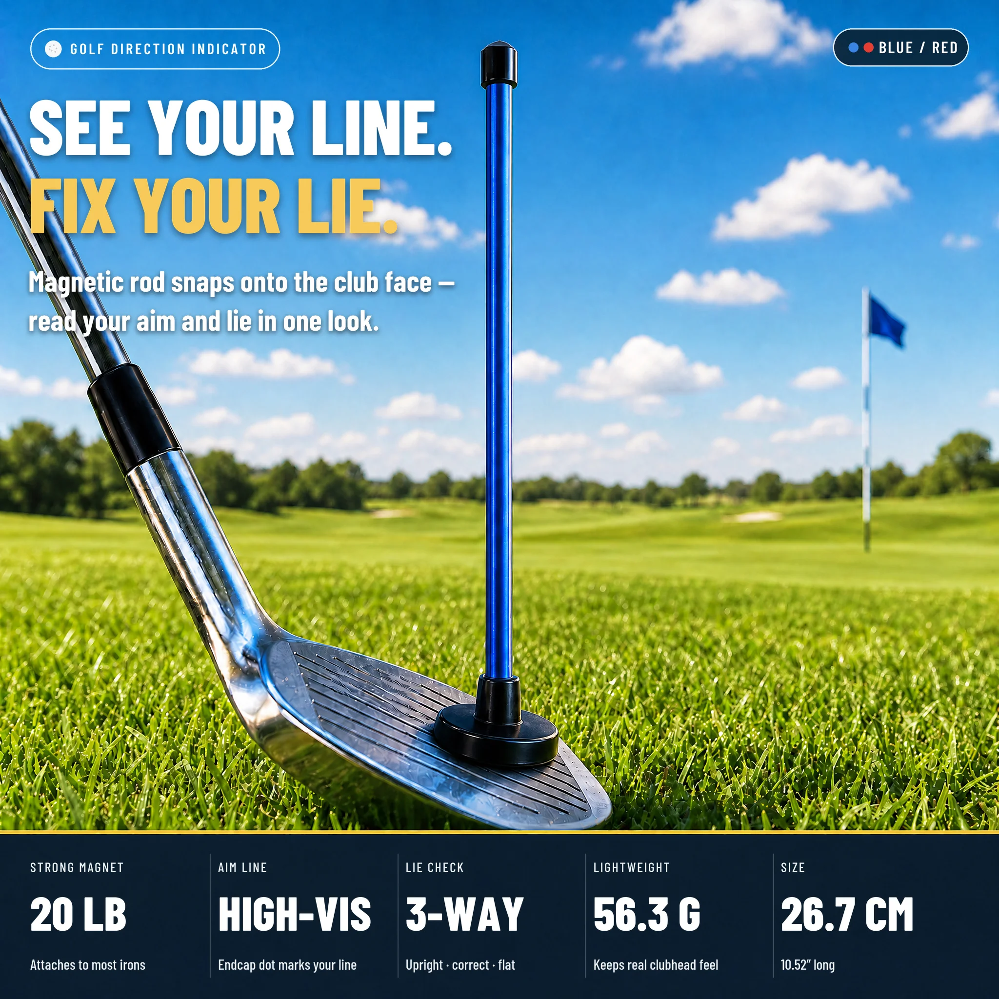 Portable Golf Magnetic Alignment Rods Golf Club Alignment Sticks Direction Indicator Swing Angle Adjust Postures Correction Aid