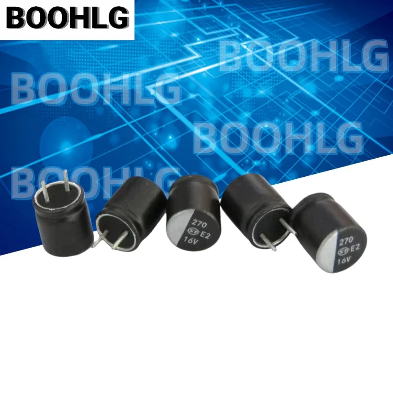 10PCS 5KB19 270µF 16V High Temperature Resistant Direct Plug Solid Capacitor Black 8x9mm