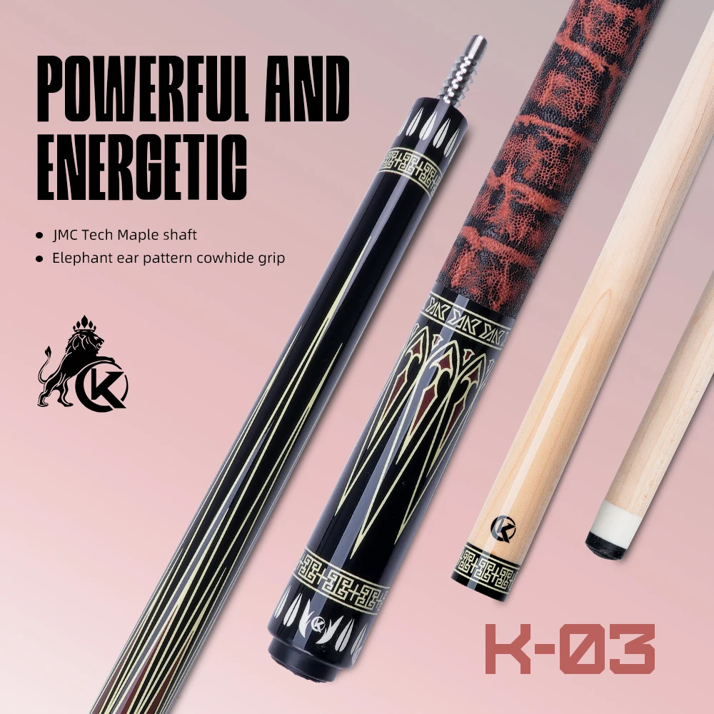 

KONLLEN Maple Pool Cue K-03 Series Low Deflection Profession Ultra-smooth Carbon Tube Inside Billiard Pool Sticks with 12mm tip