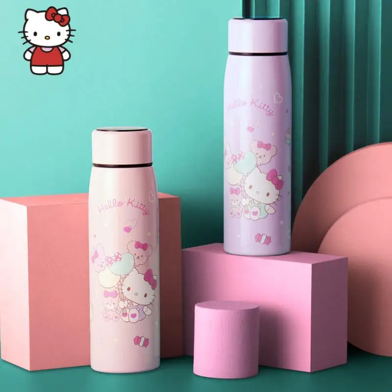 

380Ml Hello Kitty MINISO Anime Smart Water Bottle Student Cute Portable Stainless Steel Thermos Temperature Display Water Glass