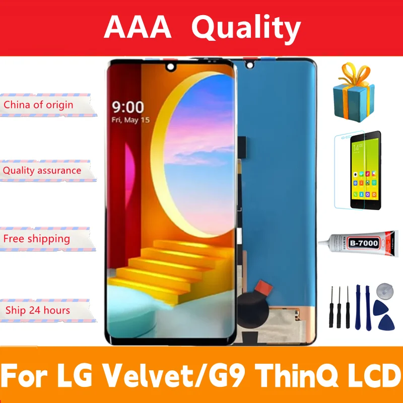 AMOLED For LG Velvet G910 G900 G900N 5G LCD Display Touch Panel Screen Digitizer with frame For LG G9 ThinQ LCD LMG910EMW LCD