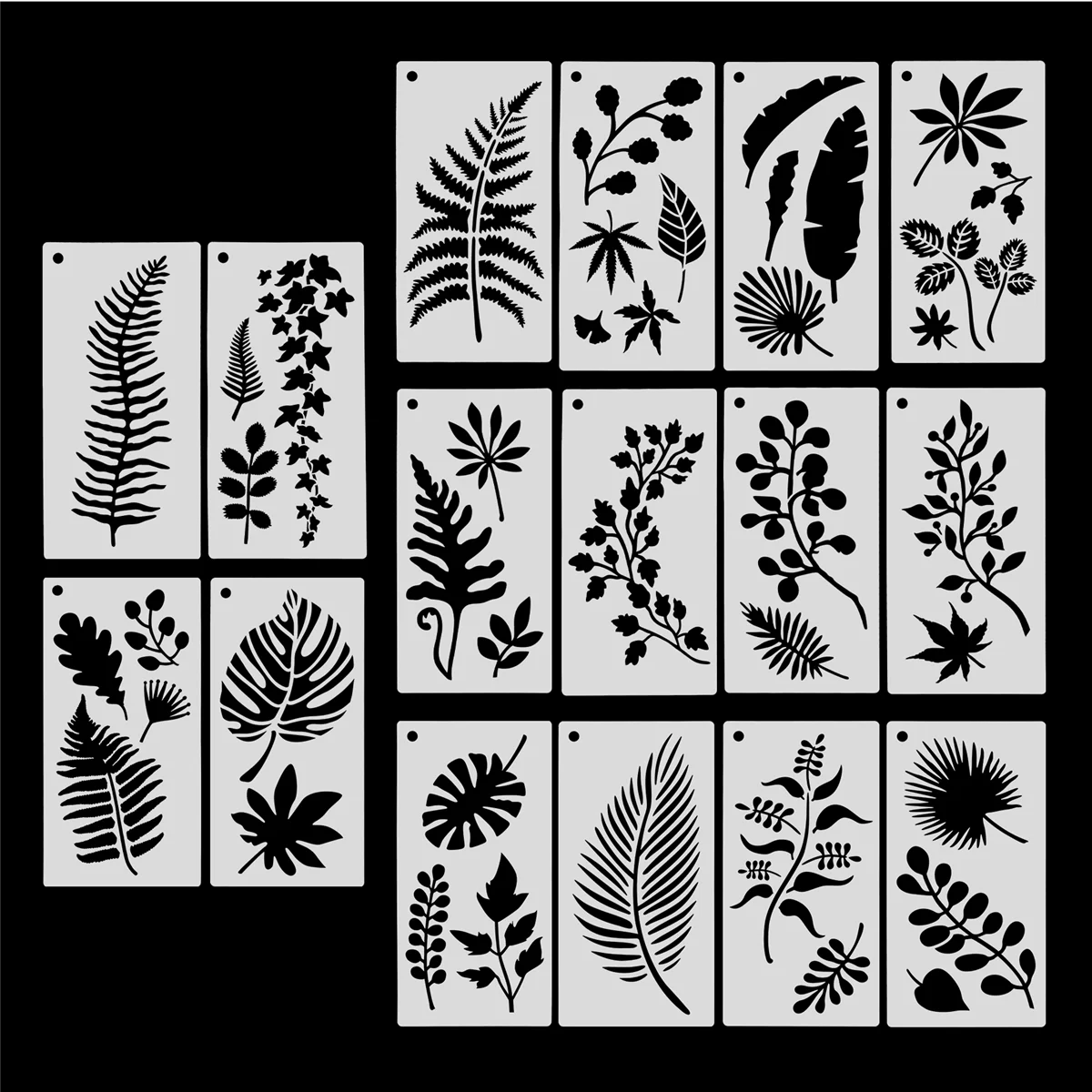 16 Pieces Leaves Stencil Reusable Sheet Painting Stencil Sheet Wall Stencil Leaf Pattern Template Tropical Leaf Reusable