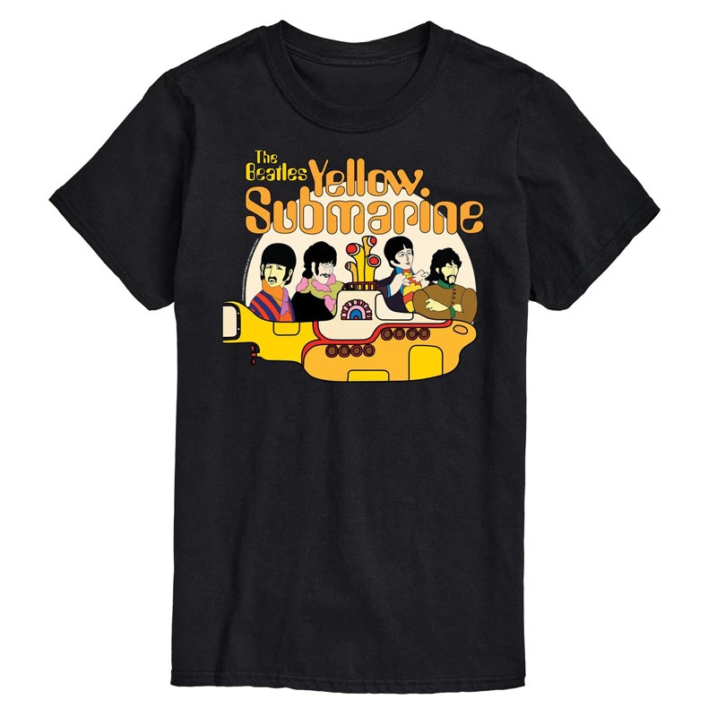 Black Retro The Beatles Band Yellow Submarin T-Shirt Cotton Graphic Tee Men Women Summer Streetwear