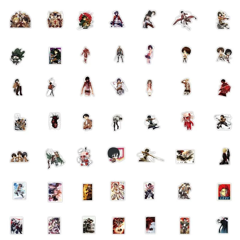 50pcs Attack on Titan Cartoon Cute Creative Decorative Stickers