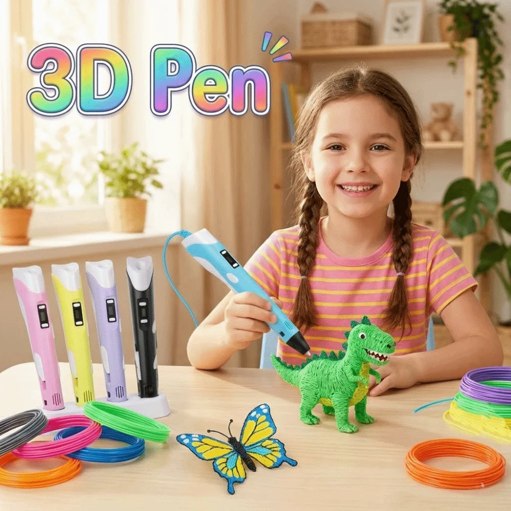 

Портативная USB-ручка для 3D-печати с LED-дисплеем, безопасная для рисования, с PLA-филаментом, регулируемой скоростью, для творчества, для мальчиков и девочек