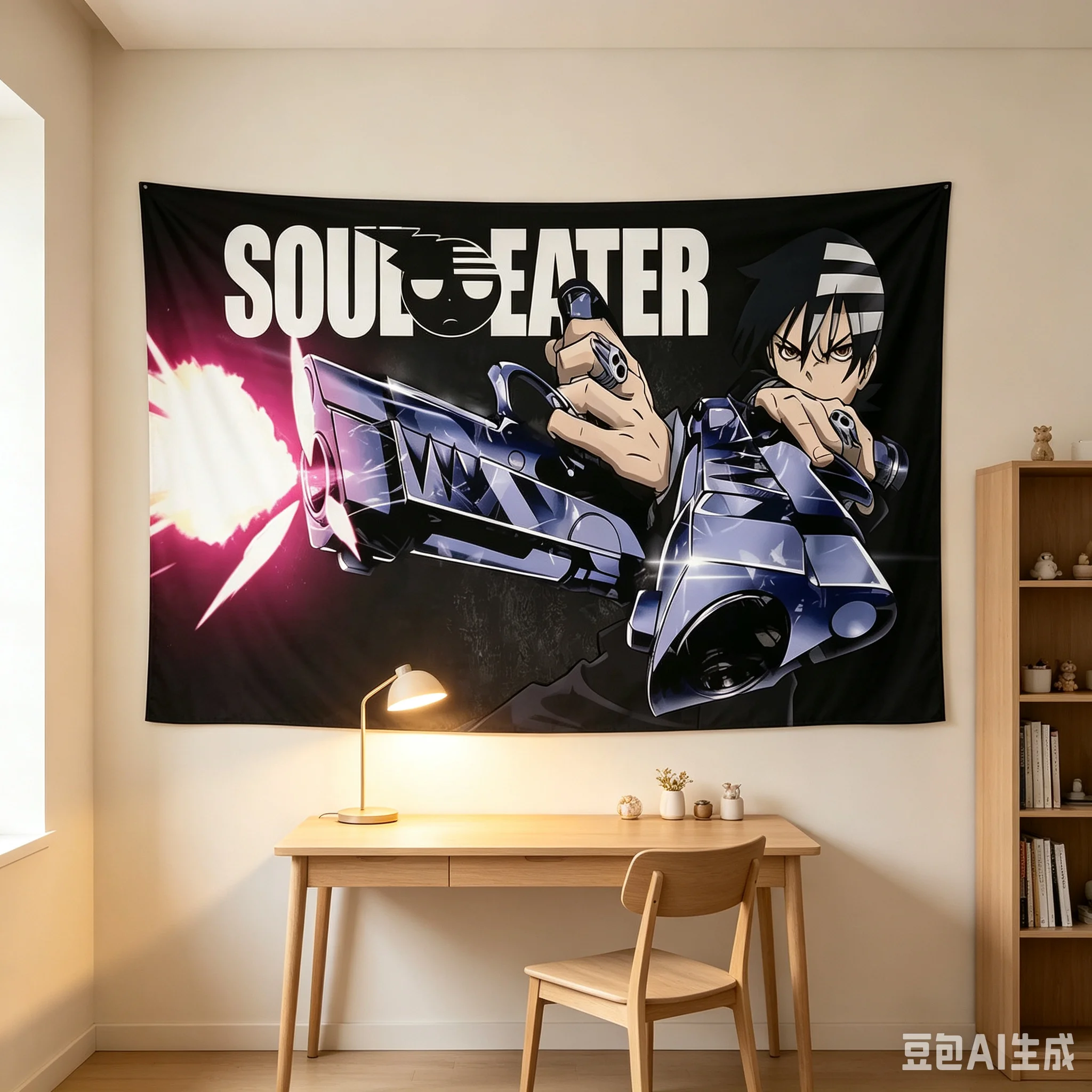 1pc Anime Soul Eater DIY Wall Tapestry, American Flag Banner, Suitable For University Dormitories, Bedrooms