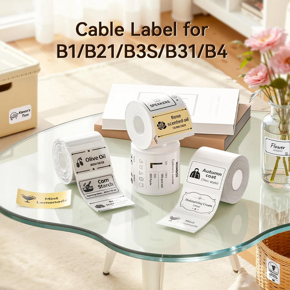 1 لفة NIIMBOT ملصق لاصق حراري أبيض/بارد لـ B1 B21 B3S B31 B4 مضاد للزيت ومقاوم للتمزق شارة السعر للاستخدام المنزلي للأعمال