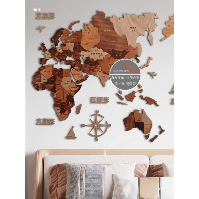 Solid wood Chinese version Travel Nordic living room background wall decoration wall decoration painting Office Division