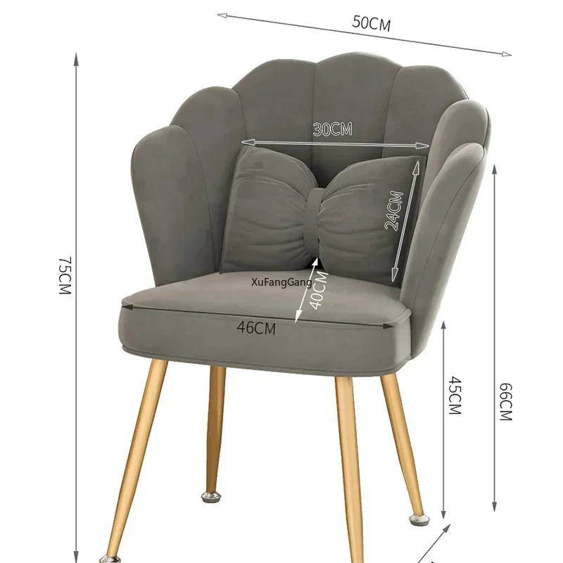 Armrest Velvet Luxury Dining Chair Nordic Cushion Comfortable Living Room Lounge Chair Postmodern Silla Comedor Home Furniture