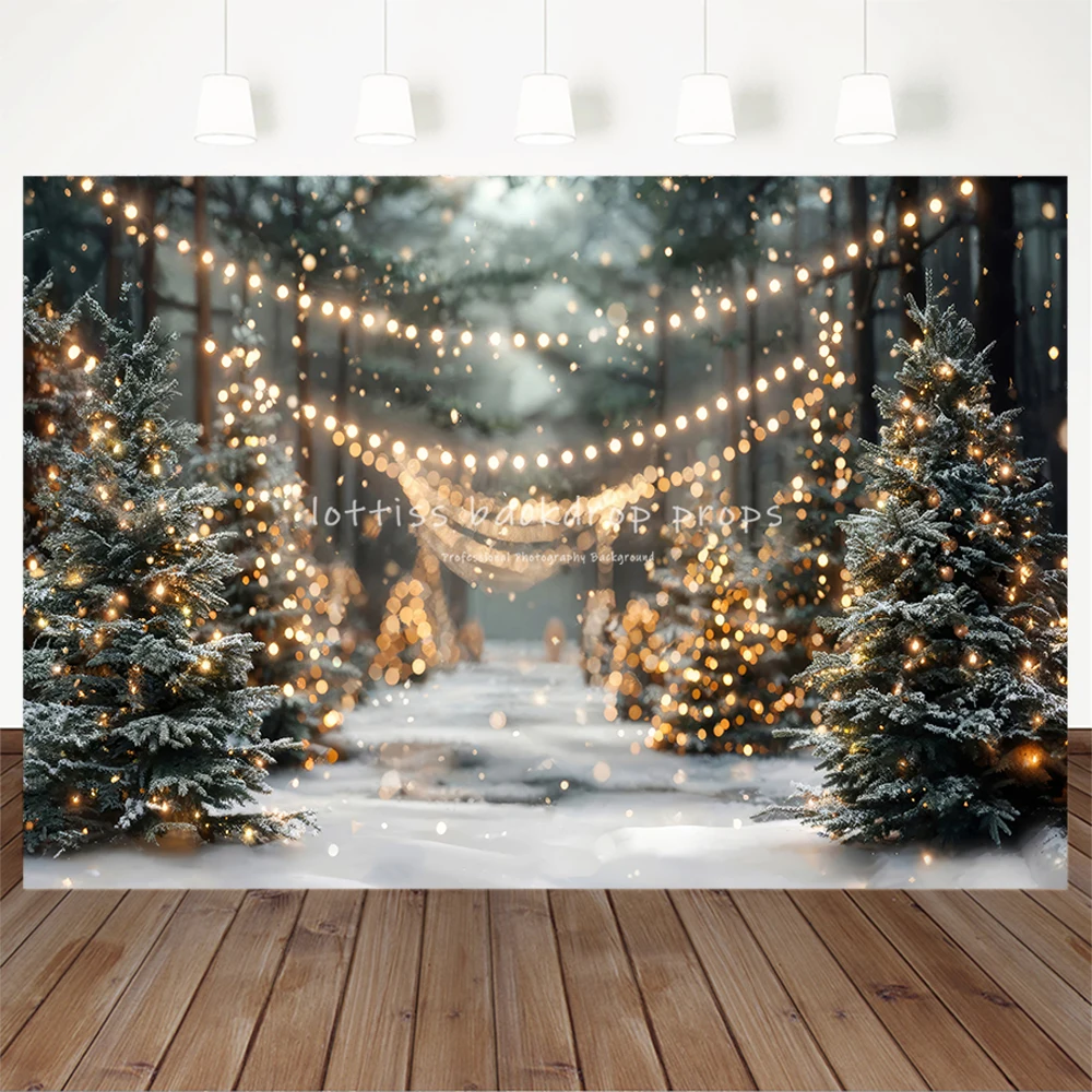 Winter Christmas Backgrounds Kids Adult Photography Props Child Baby Snowy Xmas Pine Trees Lighting Decors Photo Studio Backdrop