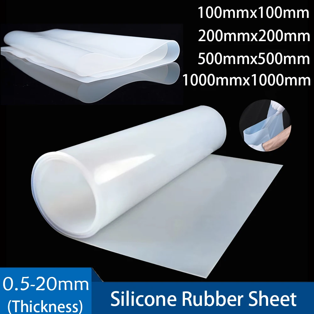 

Translucent Silicone Rubber Sheet High Temp Resistance Silica Gel Plate Gasket 100x100-1000x1000mm Thick 0.5/1/1.5/2/3/4-20mm