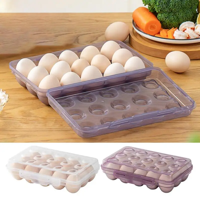 

15 Grid Eggs Storage Tray With Lid Transparent Egg Refrigerator Container Portable Fresh-keeping Case Kitchen Tools