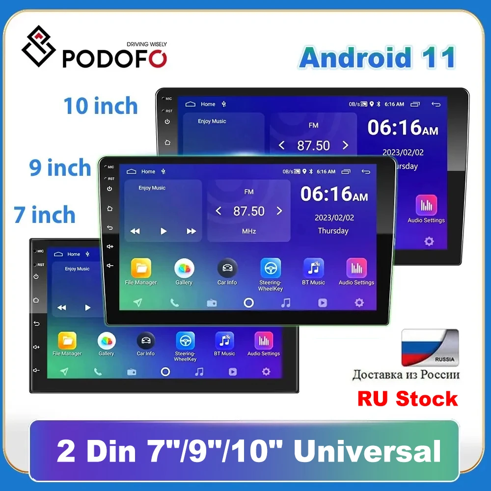 Podofo Android Car Radio Carplay Autoradio 2 Din 7