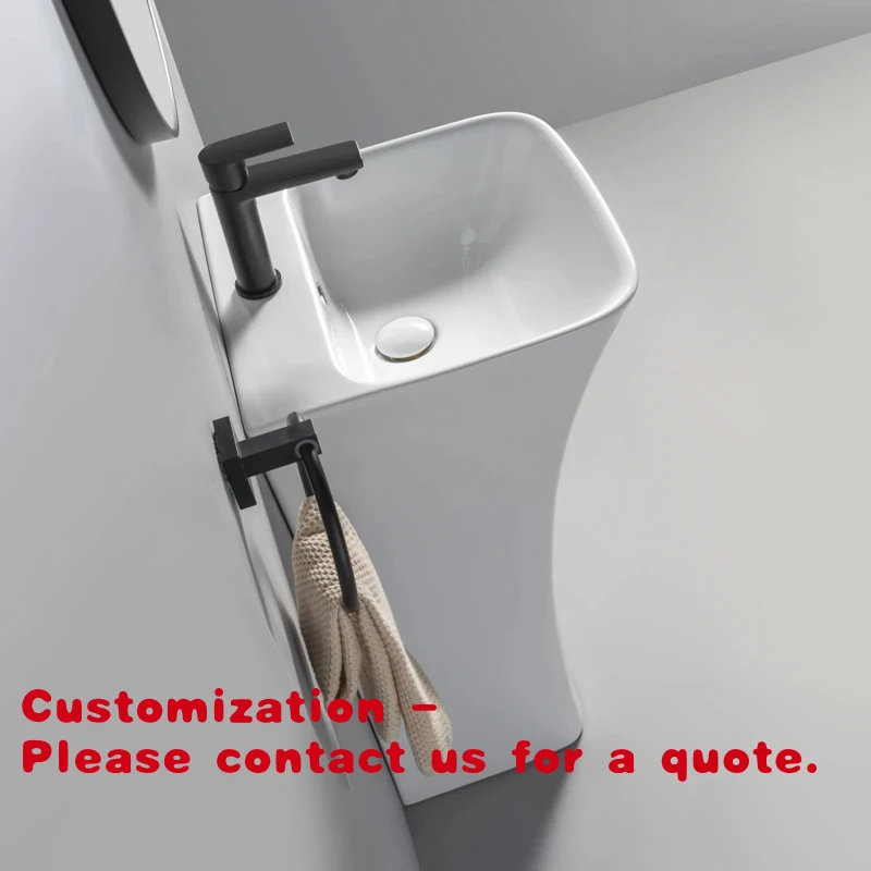 Customize.Shinestone Sanitary Ware Modern Lavabo Floor Standing Bathroom Sink Ceramic Pedestal Wash Basin Hotel Ho