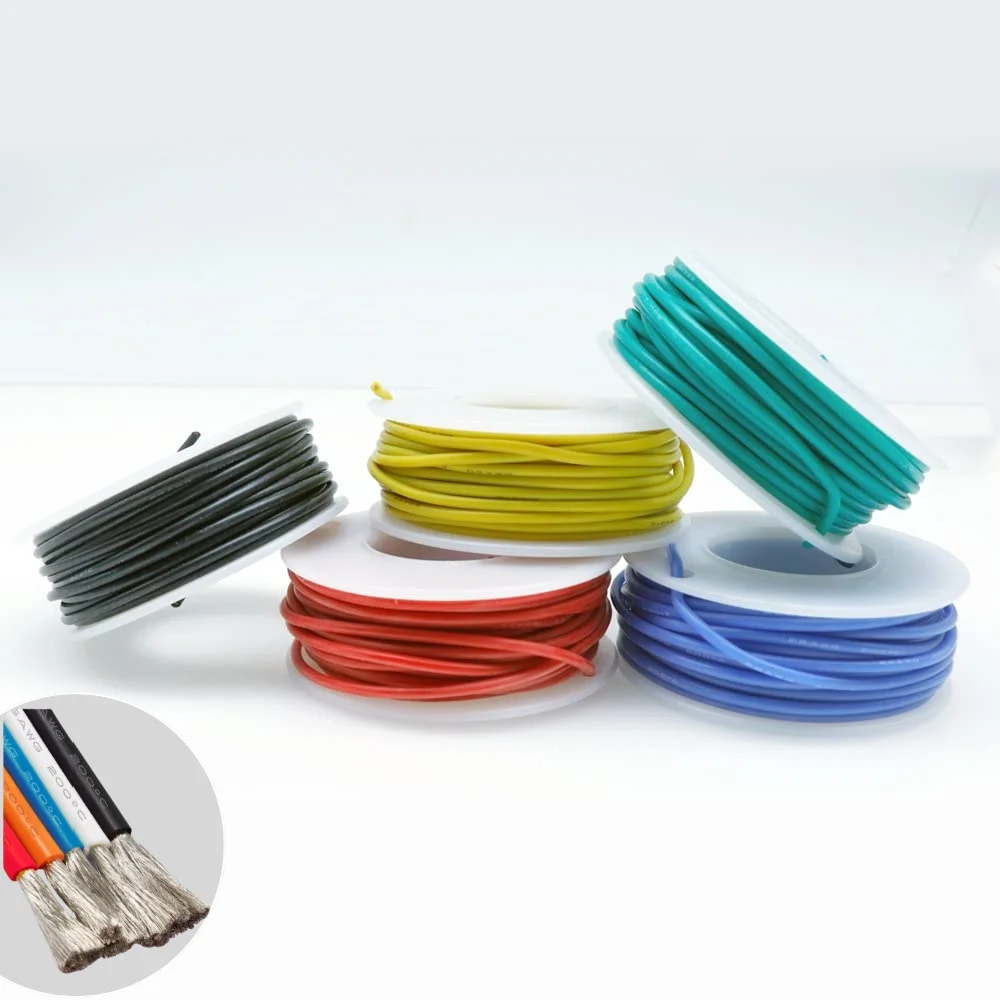 Heat Resistant Flexible Silicone Wire 30/28/26/24/22/20/18/16AWG Stranded Cable Electrical Tinned Copper Wire （5 Colors Mix Kit）