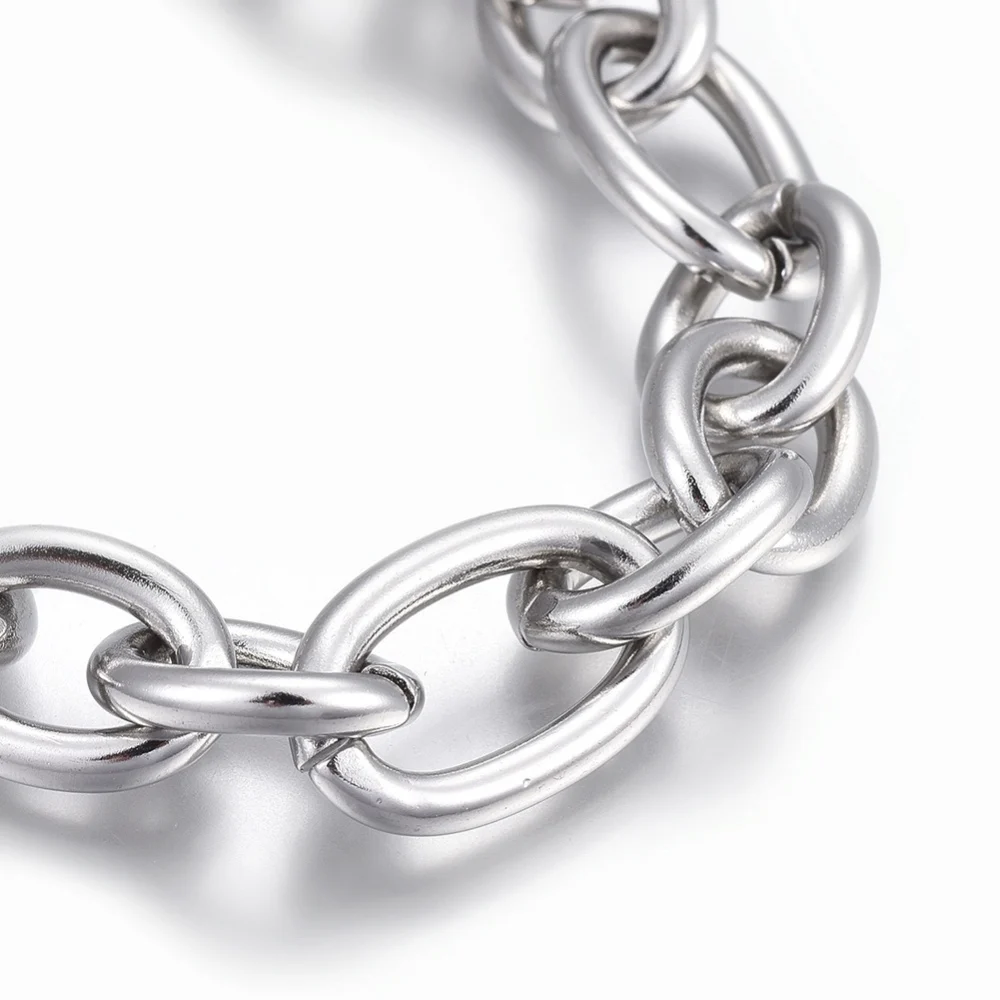 Generic Stainless Steel Color Chain Bracelet with Lobster Claw Clasps 8-1/4 inch Modern Unisex Adult 1 Count