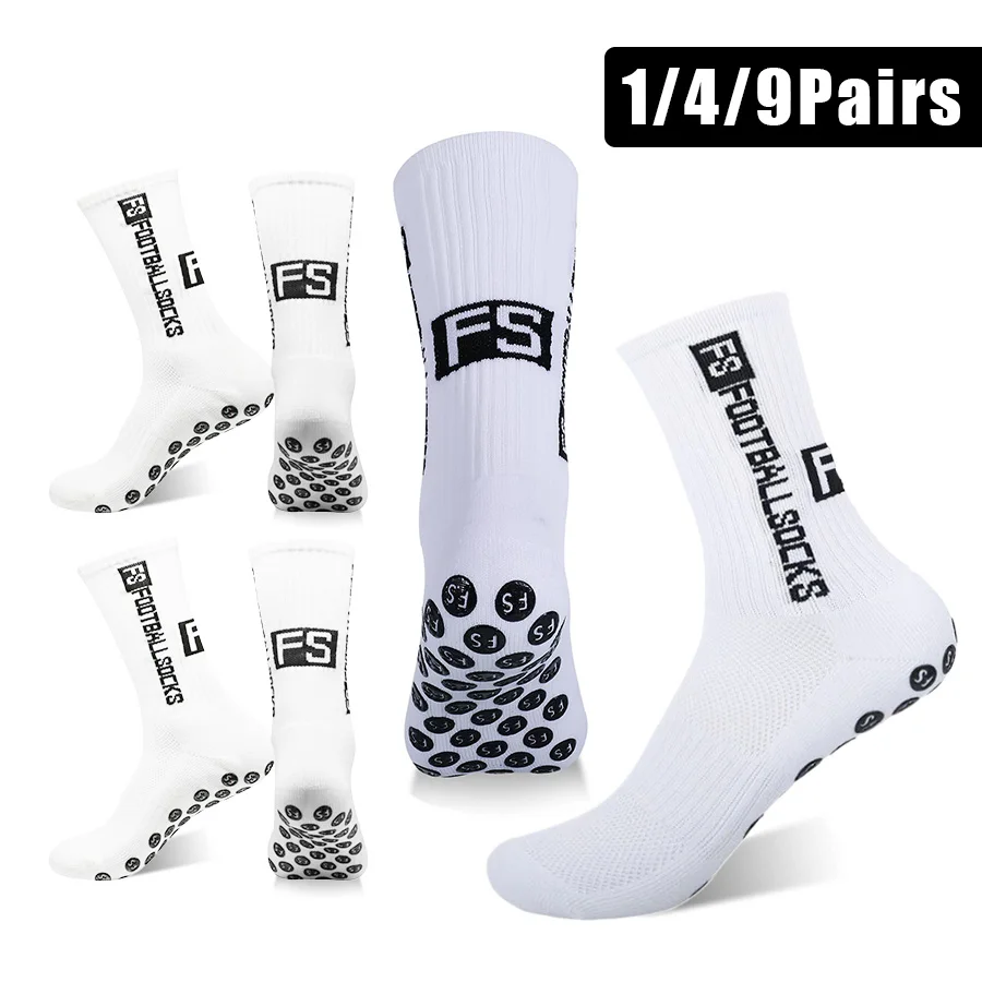 1/4/9 Pairs Men Women Non Slip Grip Sports Socks for Adults Teenagers Football Basketball Baseball Rugby Soccer Cycling Running