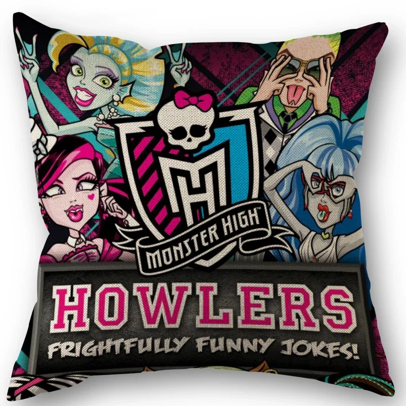 Monster High Fashion Girl Pillowcase Bedroom Home Decorative Cover 45x45cm Square Pillow Cases Cotton Linen Fabric No Fade