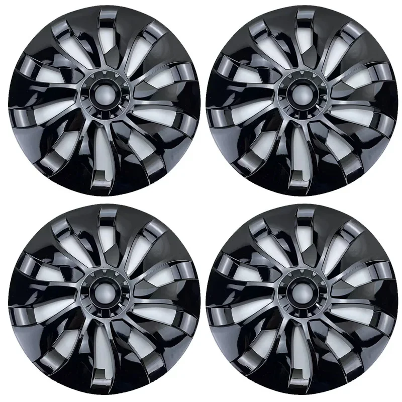 Set of 4 Gloss Black No Logo Wheels Cap Hubcap ABS Wheels Rim Cover Turbine Wheel Cover 18 inch for tesl Model 3