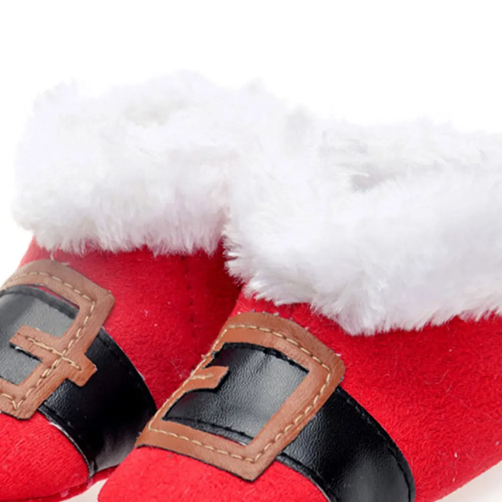 1Pair Infant Boots Winter Warm Coral Fleece Baby Walking Shoes Fashion Christmas Design Anti Slip Comfortable for 0-12 Months