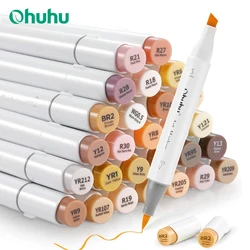 Ohuhu Honolulu 36 Skin Colors Marker Pen Set Alcohol Art Markers Refillable Dual Tips Sketching Drawing School Art Supplies