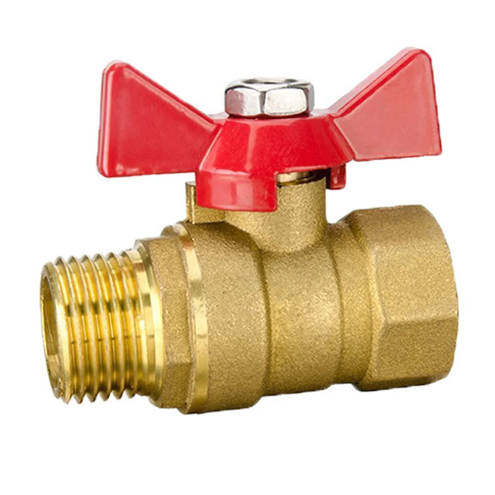 1pc Brass Ball Valve 1/2inch Shut-off Valve With Red Wing Handle Red For Water Pipes Industrial Plants Water Supply Drainage