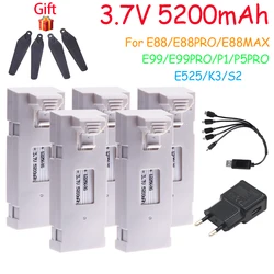 Drone Battery 3.7V 5200mAh Rechargeable Li-ion Battery For RC Drone E88 E88PRO E99 S2 P1 K3 P10 A13 S98 E525 RC Quadcopter Parts