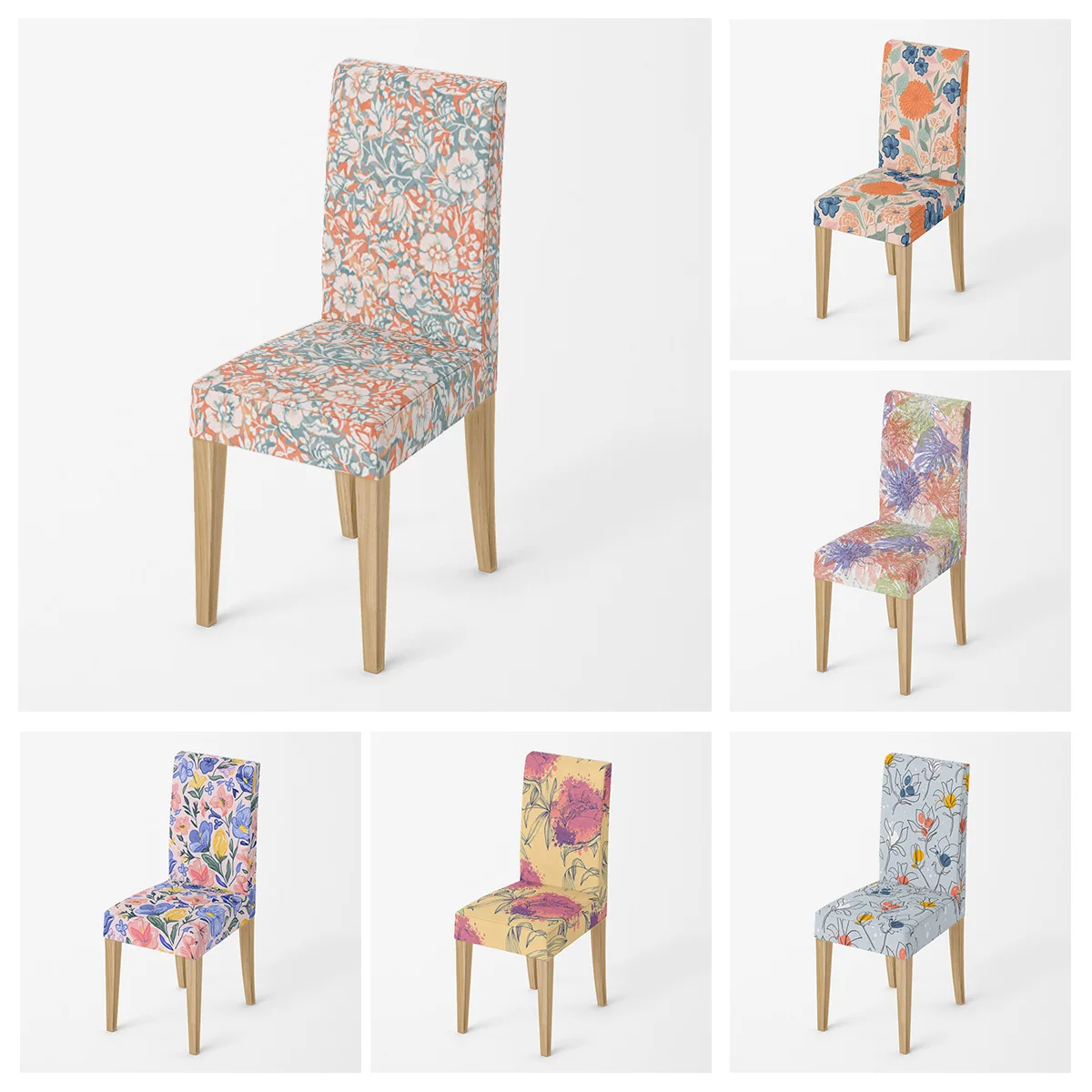 

1pcs Geometric Printed Chair Cover Washable Big Elastic Kitchen Chair Covers Stretch Seat Slipcovers For Dining Room Home Decor