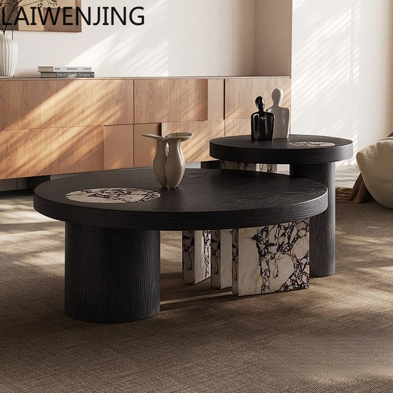 

SGF minimalist coffee table round retro living room coffee table light luxury modern combination