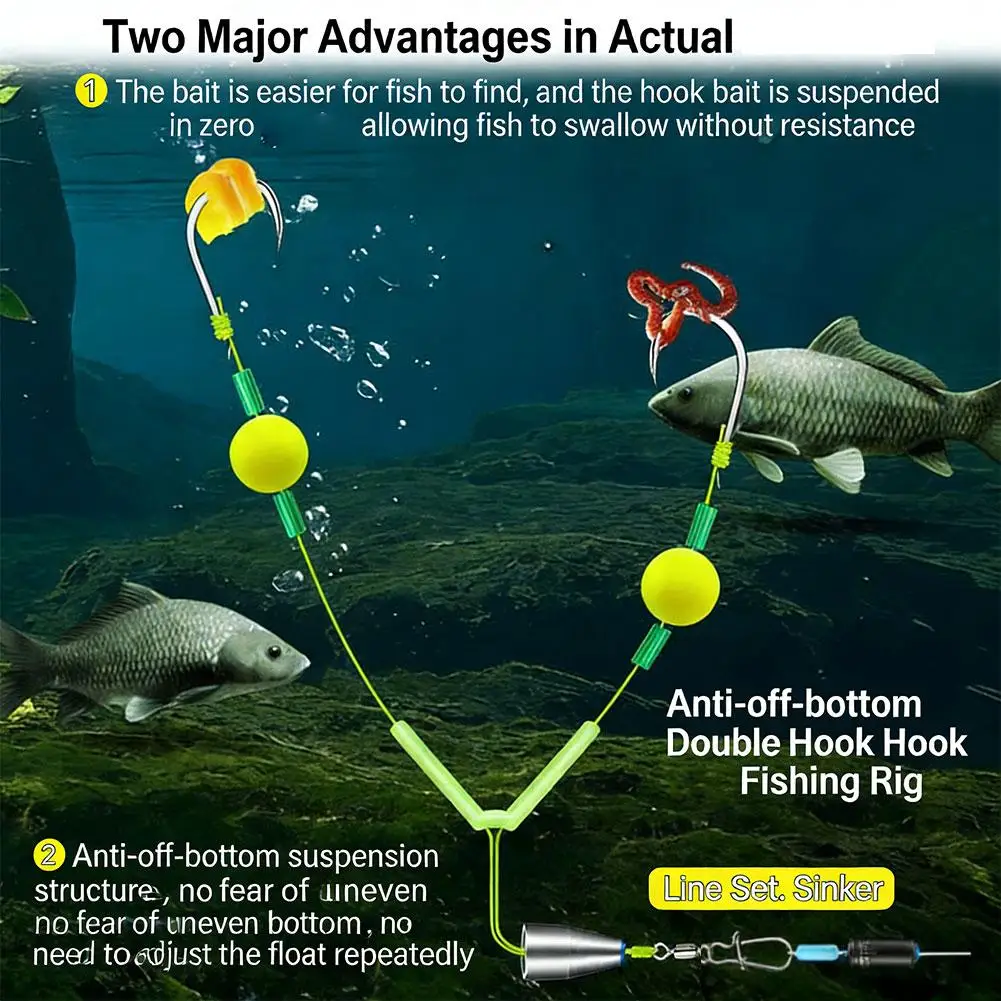 Ensemble de montages de pêche anti-accrocs et anti-herbes pour la pêche à la carpe et au bar, matériel de pêche portable pour la pêche en eau boueuse et la pêche en eau calme