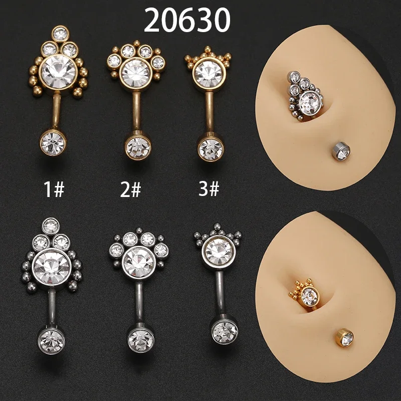 1PC Stainless Steel Crystal Flower Belly Button Rings  for Women Sexy Beach Navel Ring Zircon  Body Belly Piercing Jewelry