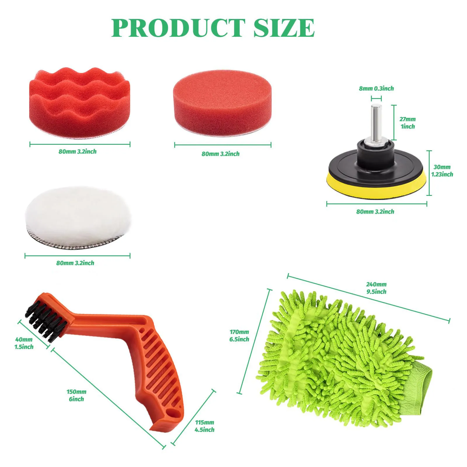 50 Pcs Car Polishing Pad Kit 3 Inch Car Wash Microfiber Drill Adapter Auto Polisher Attachment for Cars Trucks Motorcycles