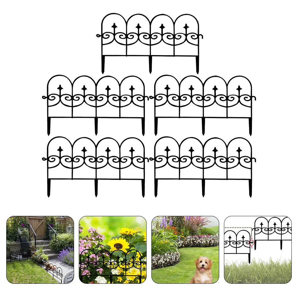 

5Pcs Durable Plastic Fencing Easy Install Patio Yard Decorative Garden Border Panels Garden Fence Grave Fence Border