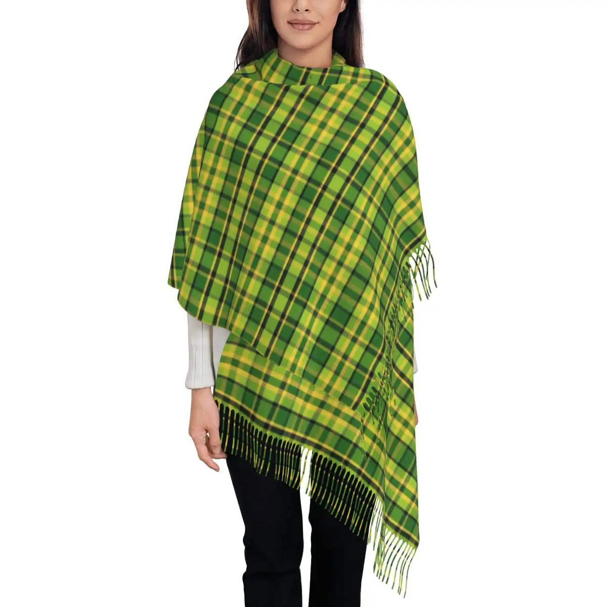 

Custom Print Westy Tartan Green Plaid Scarf Men Women Winter Warm Scarves Geometric Gingham Shawls Wraps