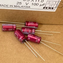 10PCS 100UF 25V ELNA Audio Capacitor 25V 100UF 6X11 RA3 Purple Red Robe