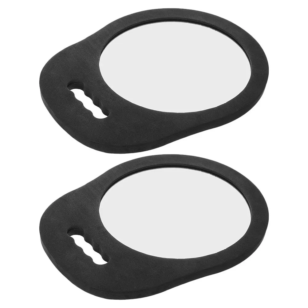 2 個ハンドヘルドミラー理髪店ラウンド壊れないヘアサロン機器アクセサリー高精細耐久性のある多機能デザイン