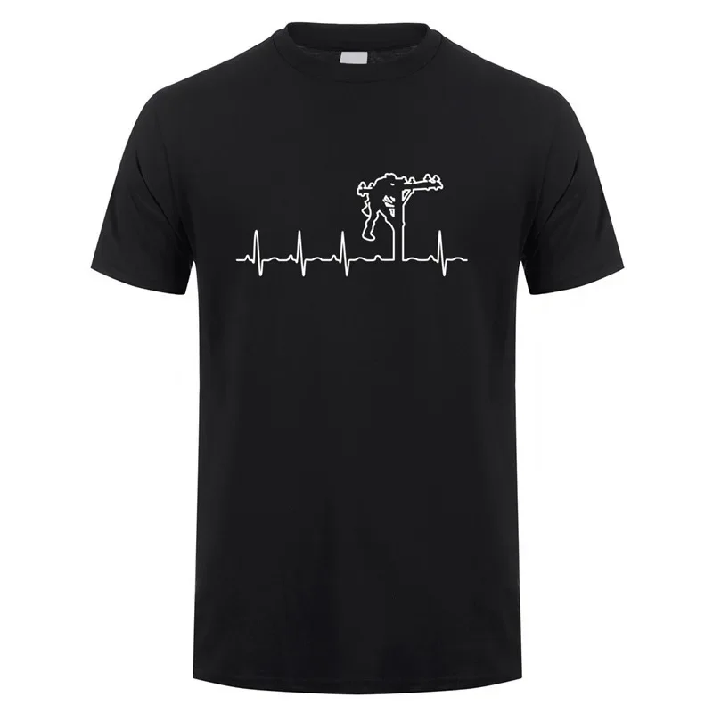 New Heartbeat of Lineman T Shirt Men Short Sleeve Cotton Electrician T-shirts Mans Tops Tee JL-062