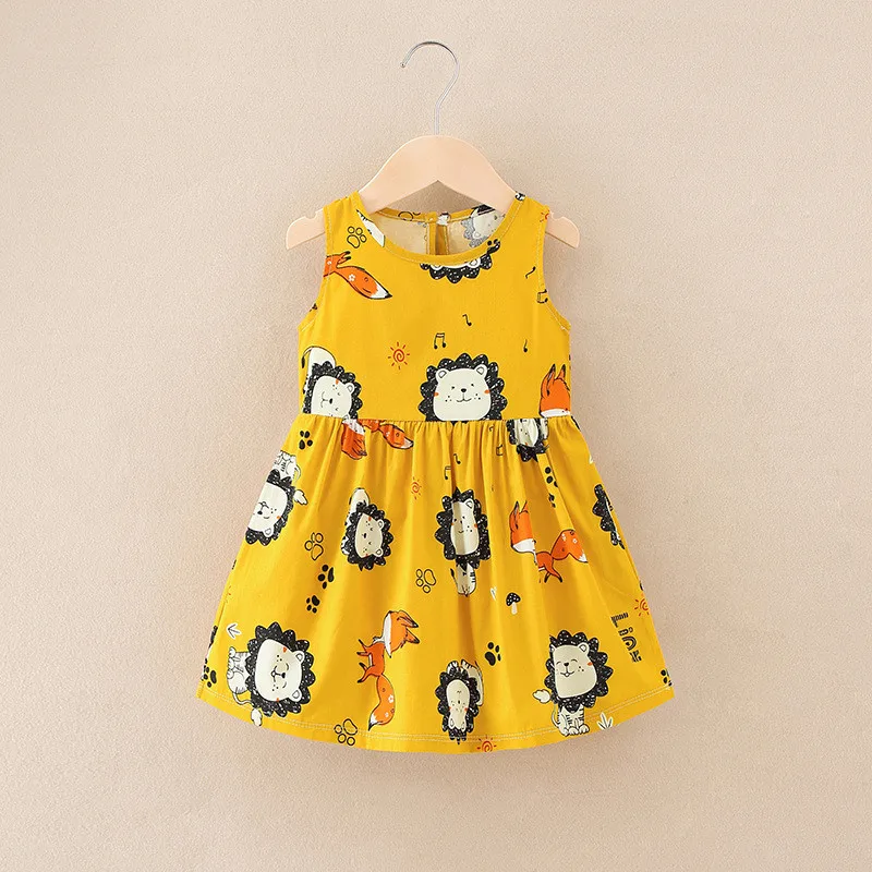 1-7 Years Baby Girls Sleeveless Flower Print Dresses Clothes Kids Summer Princess Dress Children Party Ball Pageant Dress Outfit