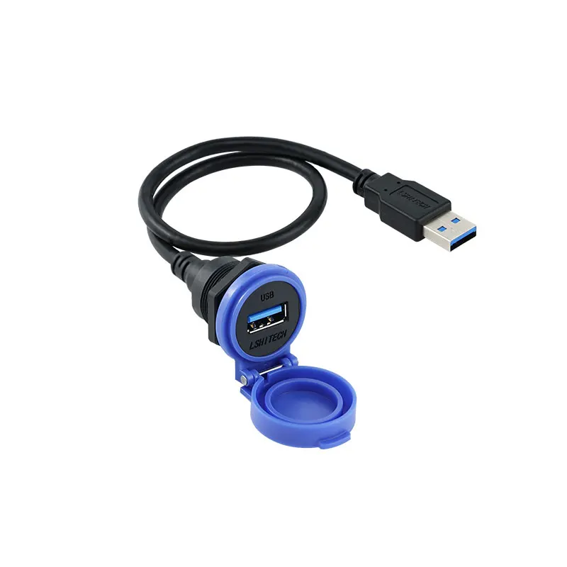 

Водонепроницаемый удлинительный кабель USB 3.0 M22.5 (гнездо-штекер) с пылезащитным колпачком и задней гайкой, 0.1-4м, промышленный панельный разъем