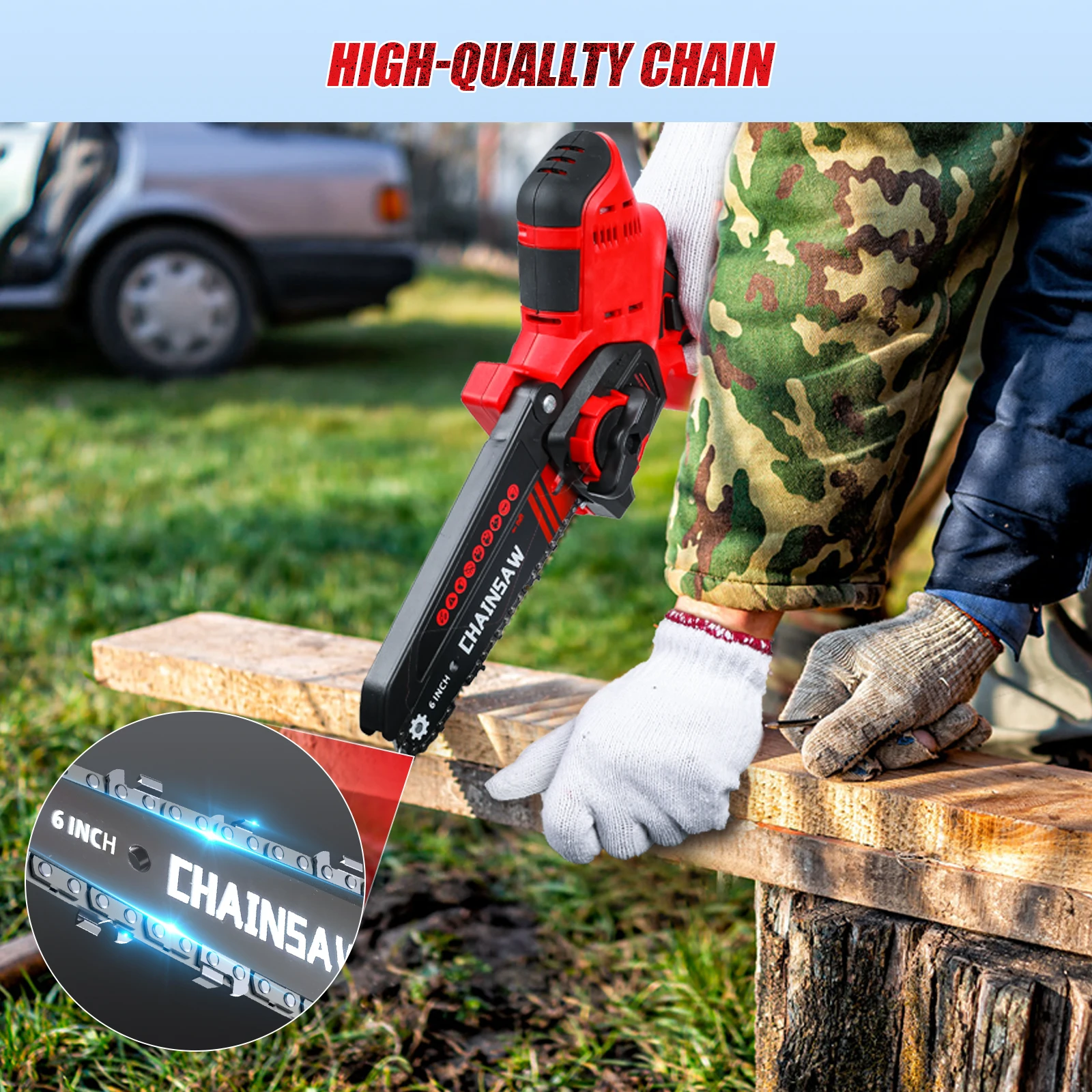 Avhrit Mini Chainsaw 6-inch Powerful Cordless Rechargeable Handheld Small Electric Chain Saw Powed by 2000/4000mAh Batteries