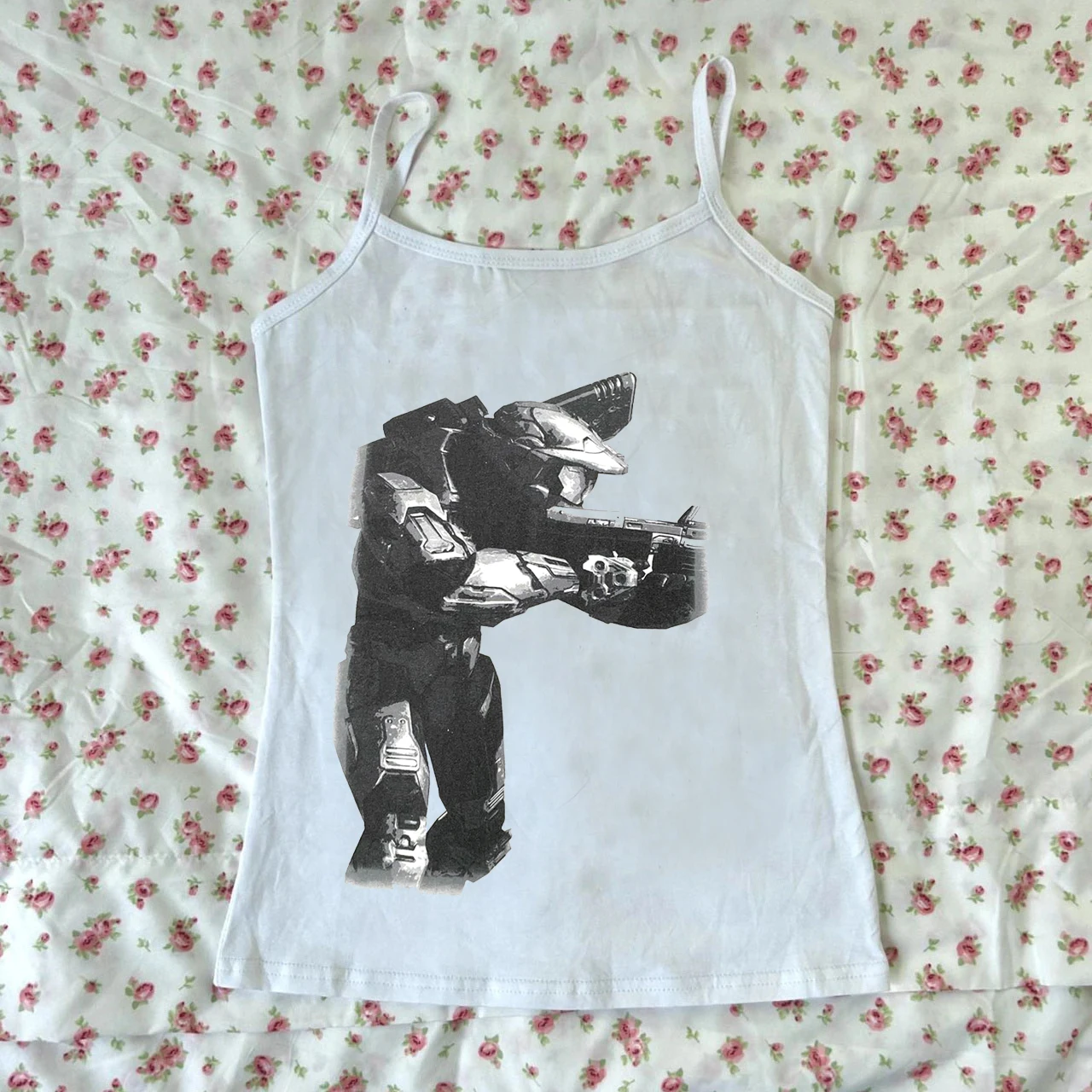 

Y2k cartoon printed vest aesthetic Grunge Emo girl style women's casual sweet T-shirt sexy punk vest Harajuku full set Harajuku