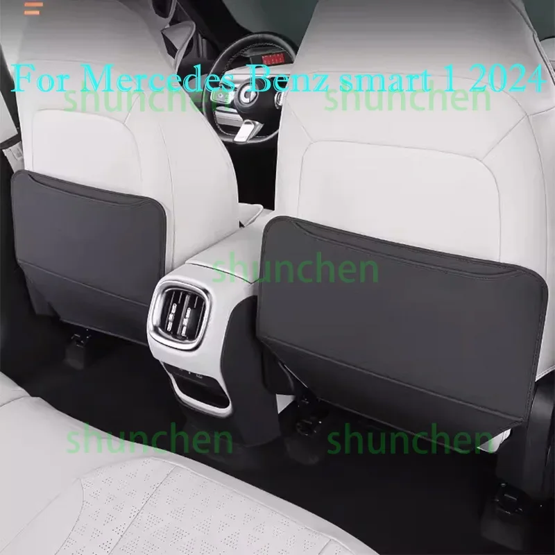 

Car Rear Row Anti-kick Covers for Mercedes Benz Smart 1 2024 Seat Back Kick Protector Dirt-proof Leather Interior Accessories