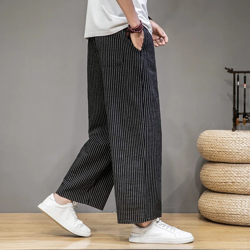 Men Harem Pants Men Harajuku Style Vintage Striped Casual Pants Male Vintage Wide-Leg Men Women Sweatpants New Streetwear