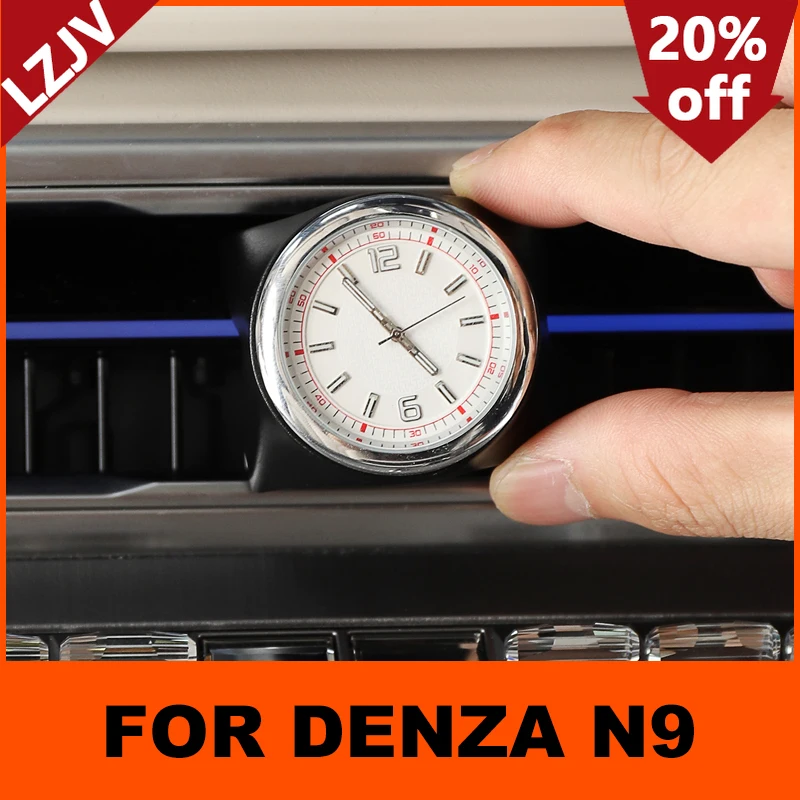 LZJV Car Center Console Air Conditioner Quartz Clock Watch For Byd Denza N9 Accessories