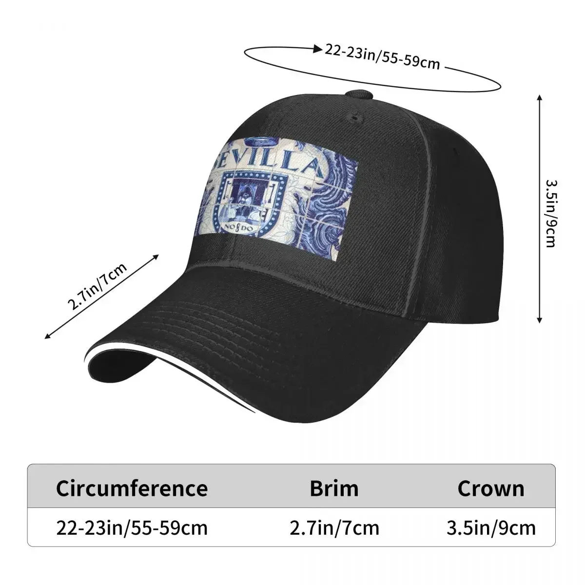 Beach Outing Summer Hat Boy Women's Spain Seville Azulejo Azulejos Tiles Baseball Cap