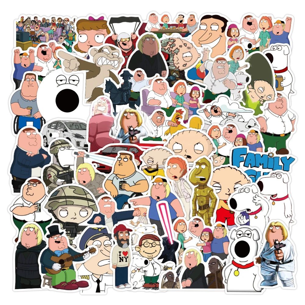 10/30/50/100pcs Cartoon Family Guy Stickers Decals DIY DIY Laptop Skateboard Phone Case Waterproof Vinyl Cute Kids Sticker Toys