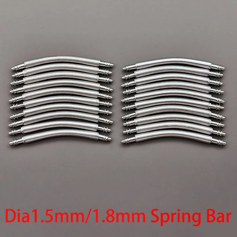 10 шт. изогнутый пружинный стержень диаметром 1,5 мм 1,8 мм, штифты для ремешка для часов, подходят для ширины 16 мм-24 мм, изогнутый ремешок для часов из нержавеющей стали 316L, звенья