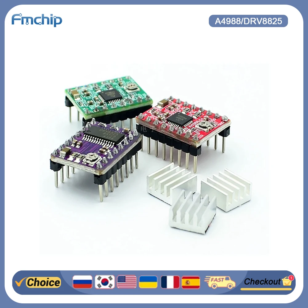 

FMchip A4988 DRV8825 Stepper Motor Driver (with Heat Sink) Suitable for 3D Printers